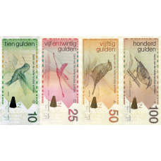 P28h,29i,30h & 31h Netherlands Antilles - 10,25,50 & 100 Gulden Year 2016 (4 Notes)